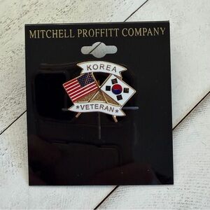 NIP Mitchell Proffitt Korea Veteran & American Crossed Flags 1” Lapel Pin